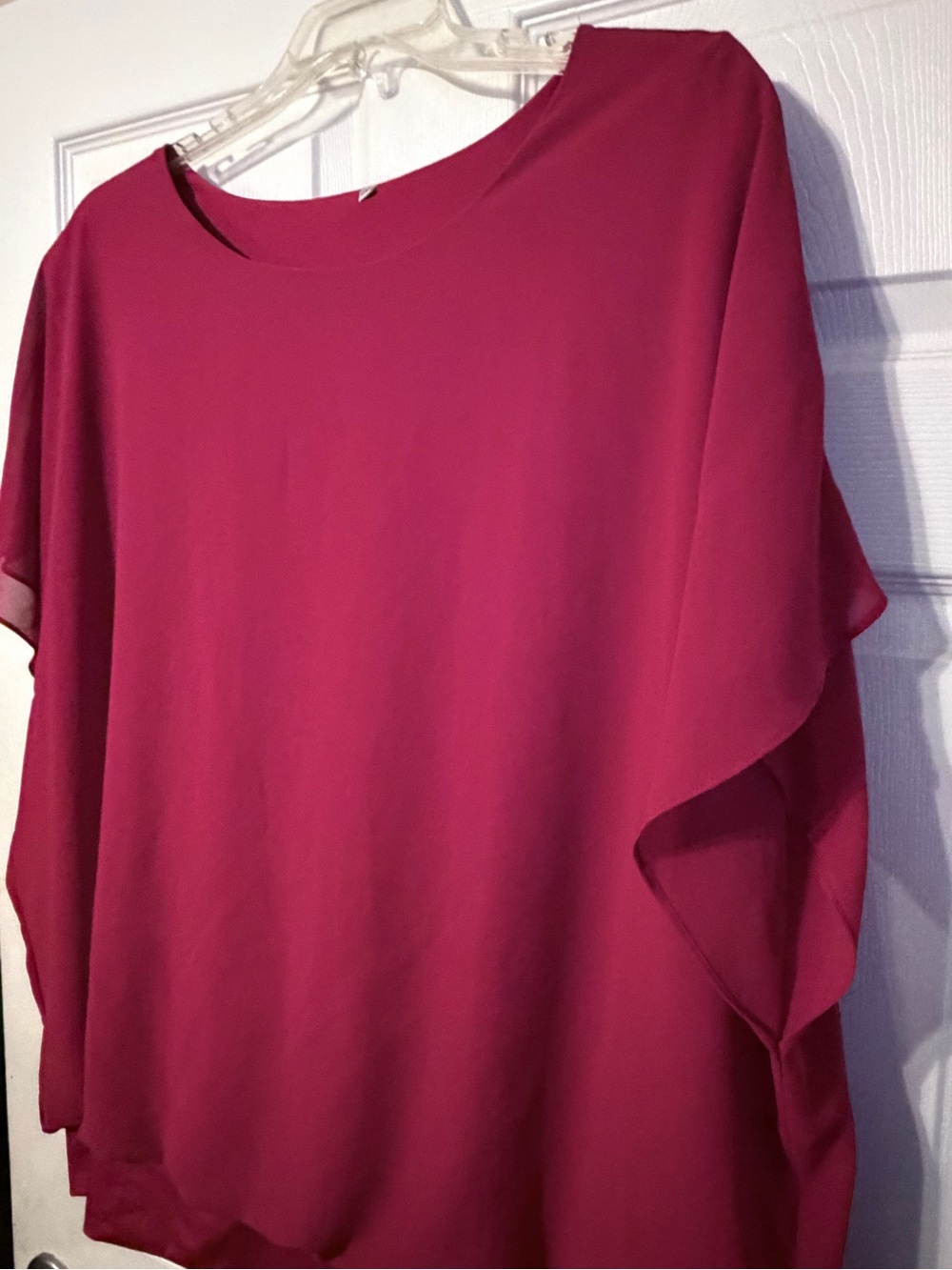 Flutter Sleeve Blouse in Deep Berry Pink